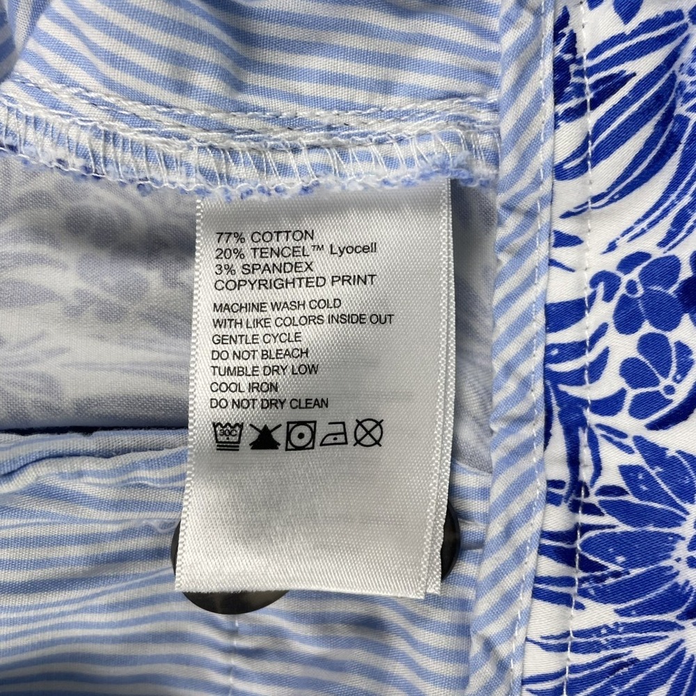 Tommy Bahama Shorts Womens 10 Blue Floral Palm Print Cotton Tencel Tropical 4.5" - Picture 5 of 10